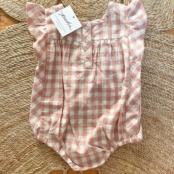 Organic cotton Pehr gingham romper size 3-6 months - Picture 2 of 2